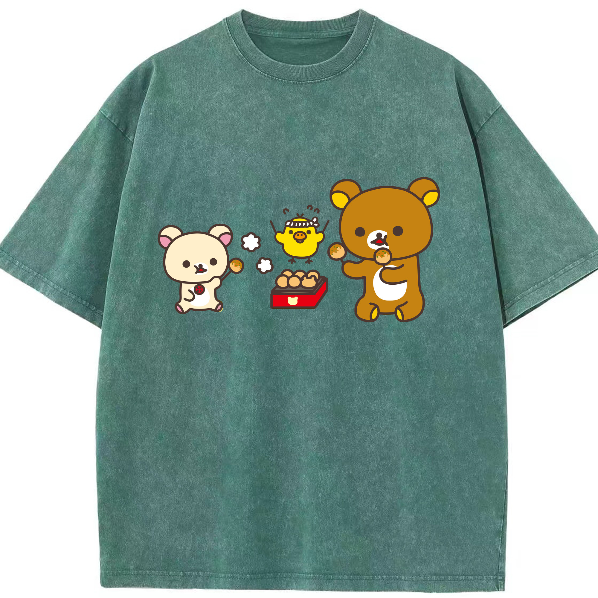 （画像用） リラックマ リラックマ キイロイトリ Rilakkuma Korilakkuma Kiiroitori 綿100% ヴィンテージ風 半袖Tシャツ（フロントプリント）